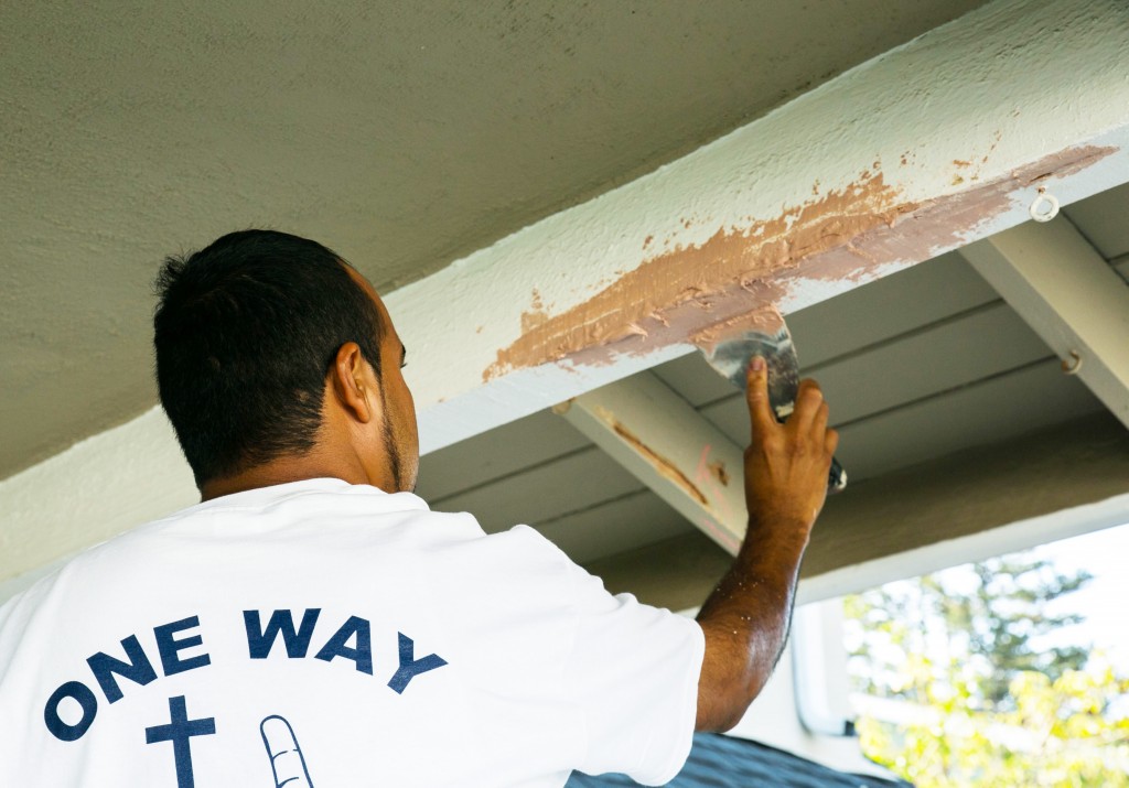 Dry Rot During the process with painter preparing to restore the dry rot in an Orange County home 