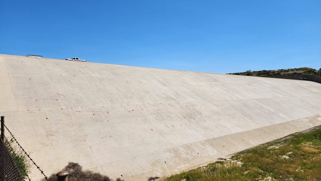 blank prado dam spillway on April 3, 2023