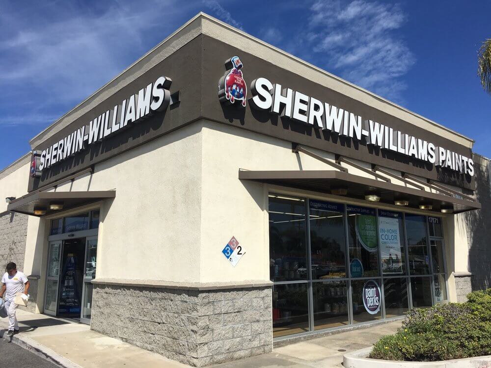 Sherwin Williams storefront in Huntington Beach location.
